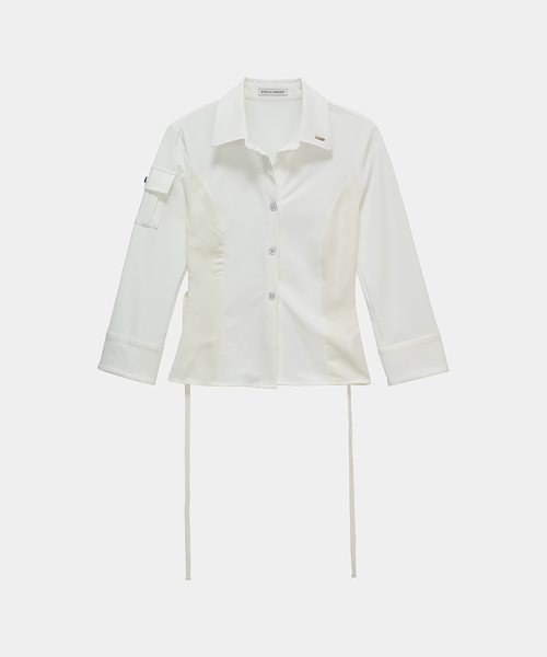 Jacquard Corset Line Pocket Shirt (White)