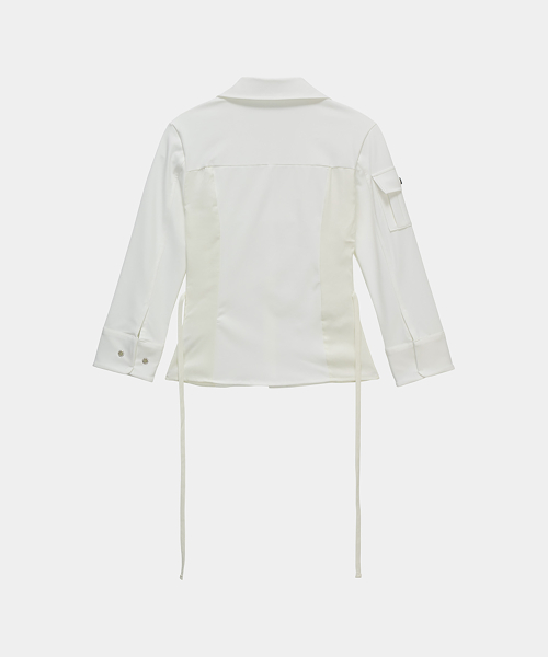 Jacquard Corset Line Pocket Shirt (White)