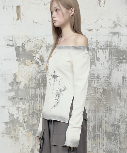 Dirty Wash Lettering Long Sleeve (Cream)