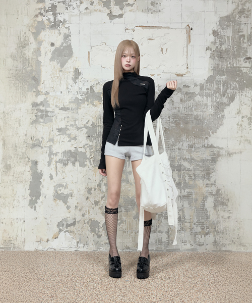 Corset Strap Shoulder Bag (White)