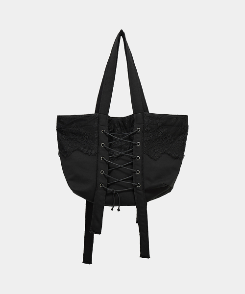 Corset Strap Shoulder Bag (Black)