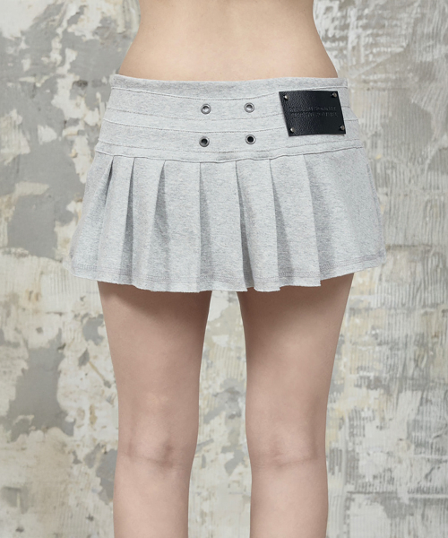 Pleated Layer Training Mini Skirt (Melange Gray)