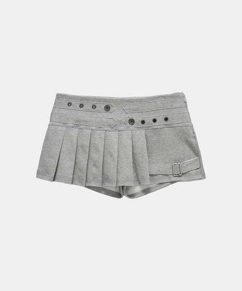 Pleated Layer Training Mini Skirt (Melange Gray)
