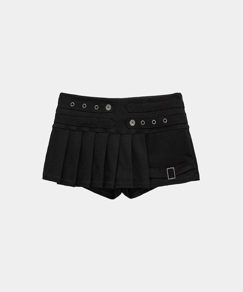 Pleated Layer Training Mini Skirt (Black)