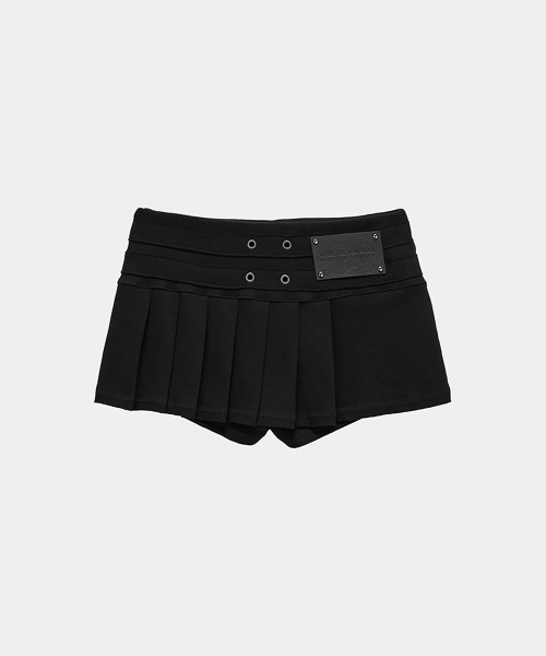 Pleated Layer Training Mini Skirt (Black)