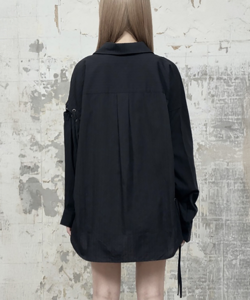 Eyelet Point Oversized Shirt (Black)