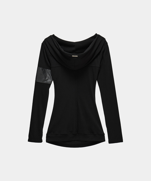 Hood Layer Shirring Mini One-Piece (Black)