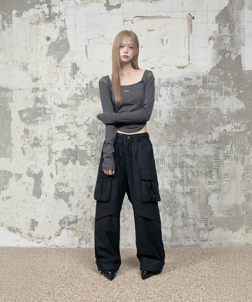 Panel Multi Pocket Cargo Pants (Black)