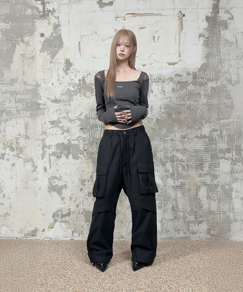 Panel Multi Pocket Cargo Pants (Black)