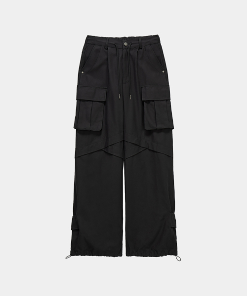 Panel Multi Pocket Cargo Pants (Black)