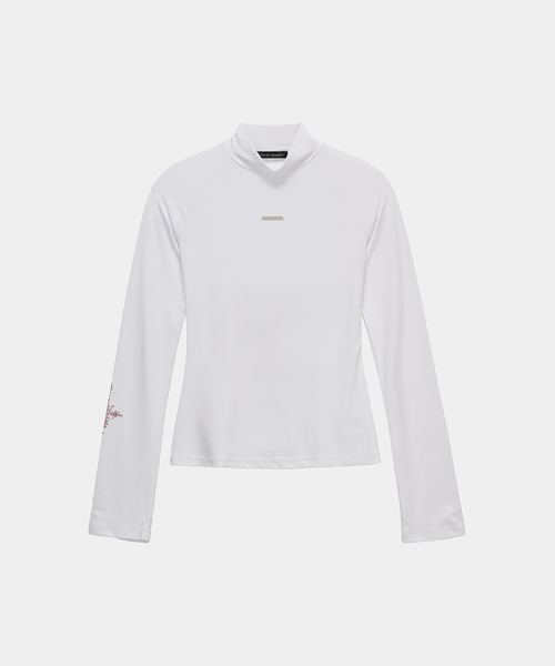 High Neck Lettering Long Sleeve (White)