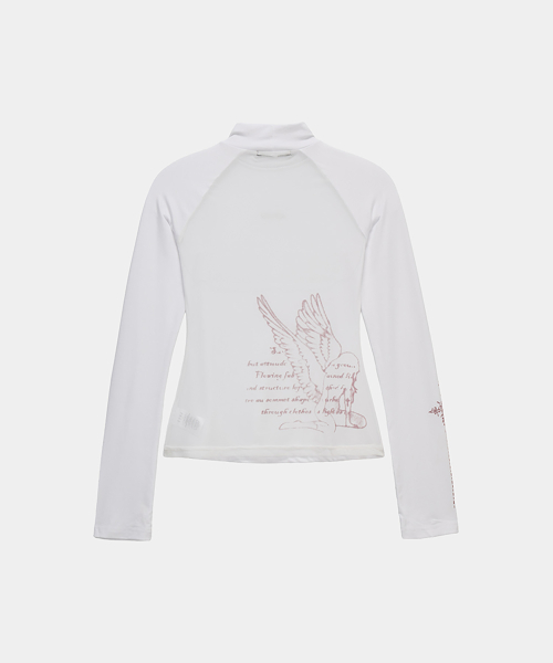 High Neck Lettering Long Sleeve (White)