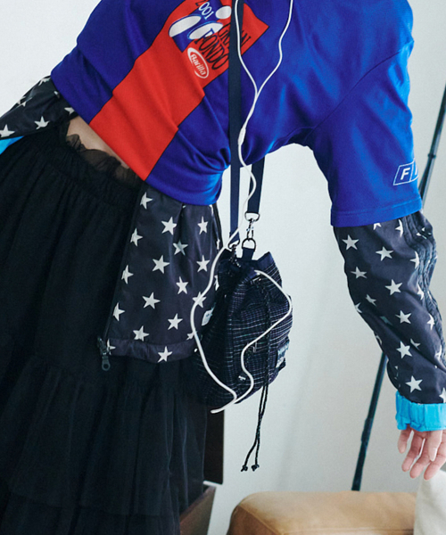 CHECK DRAWSTRING MINI BAG - 2 colors