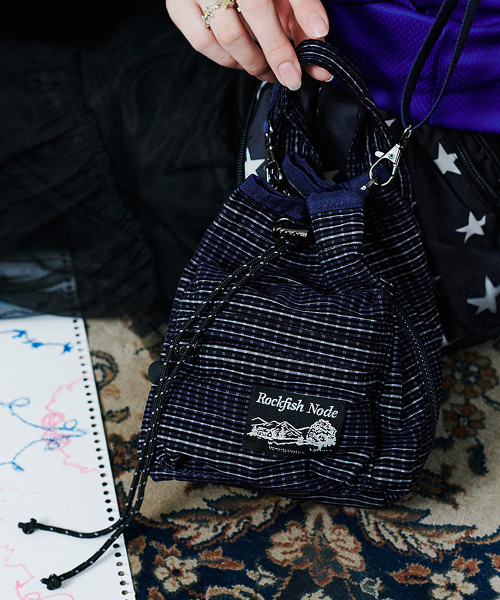 CHECK DRAWSTRING MINI BAG - 2 colors
