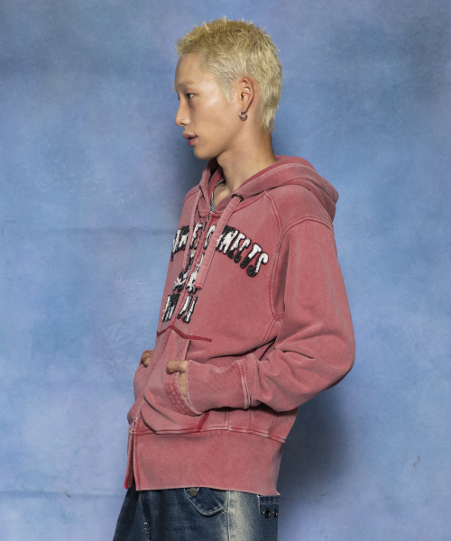 GHD055 인터넷 피플즈 올드스쿨 슬림핏 후드 집업 (RED)