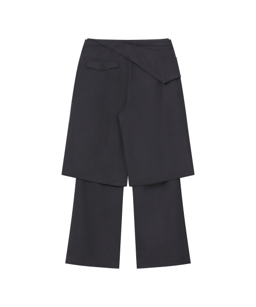 Flip bermuda layered pants SET CHARCOAL