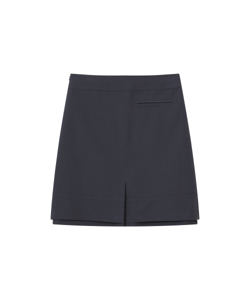 Layered panel pleats midi skirt CHARCOAL