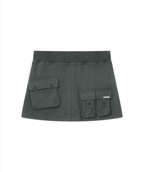 Multi pocket mini skirt CHARCOAL