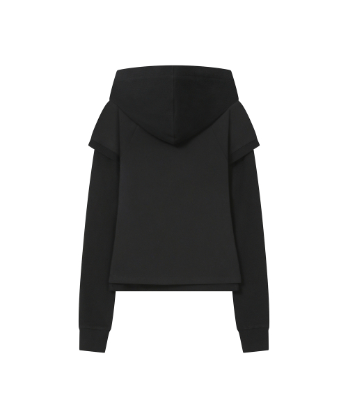 Raglan layered hoodie SET BLACK