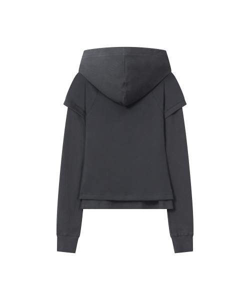 Raglan layered hoodie SET CHARCOAL