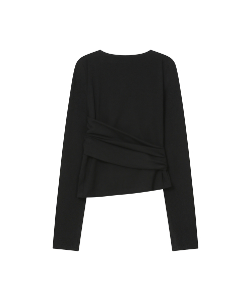 Tie-up layered long sleeve BLACK