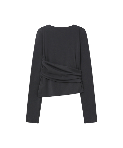 Tie-up layered long sleeve CHARCOAL