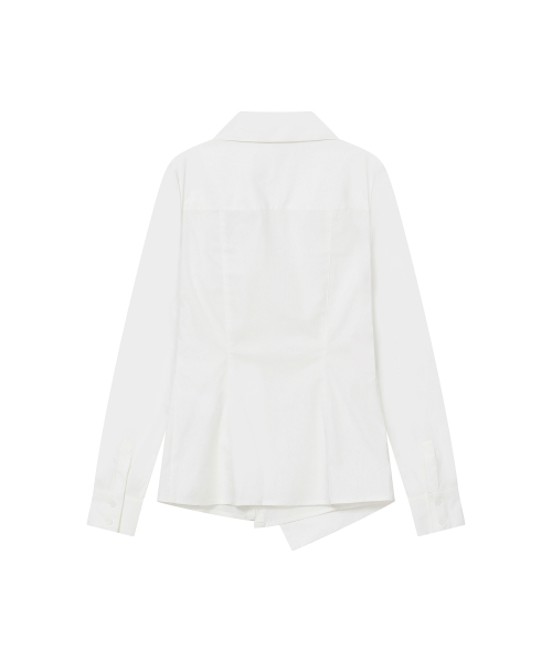 Wrap pleats button shirt WHITE