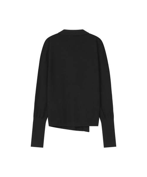 Diagonal zip-up knit BLACK
