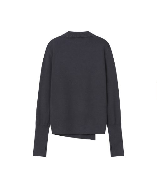 Diagonal zip-up knit CHARCOAL
