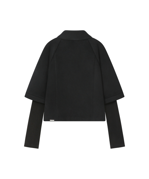 Double button layered short coat BLACK