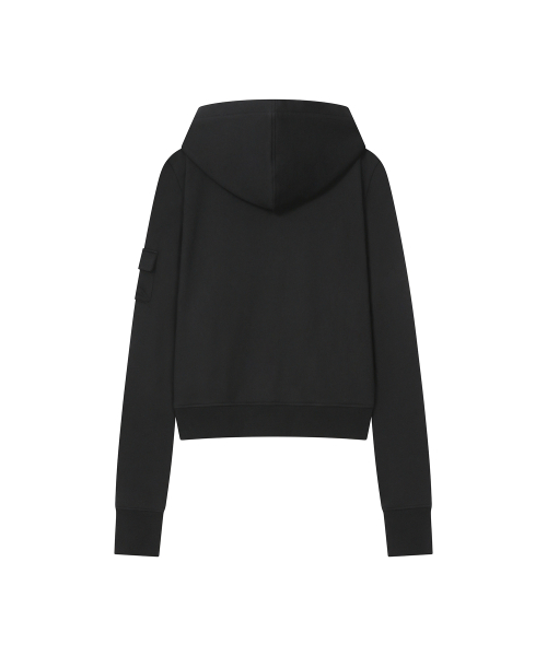 Diagonal hoodie jacket BLACK