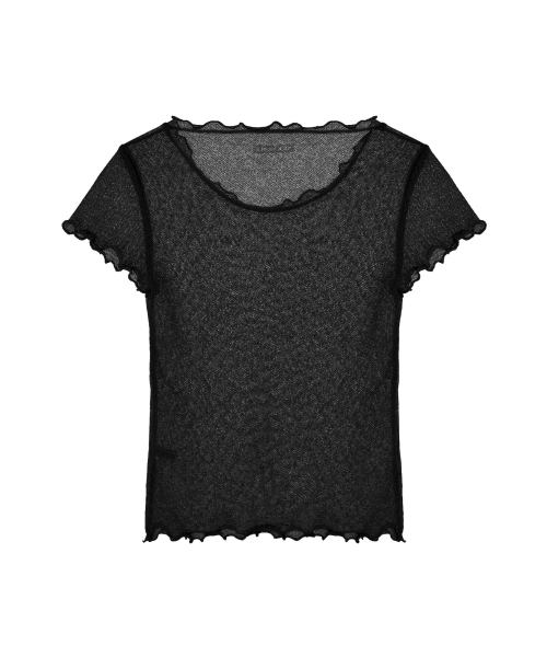 MESH HALF SLEEVE TOP_BLACK