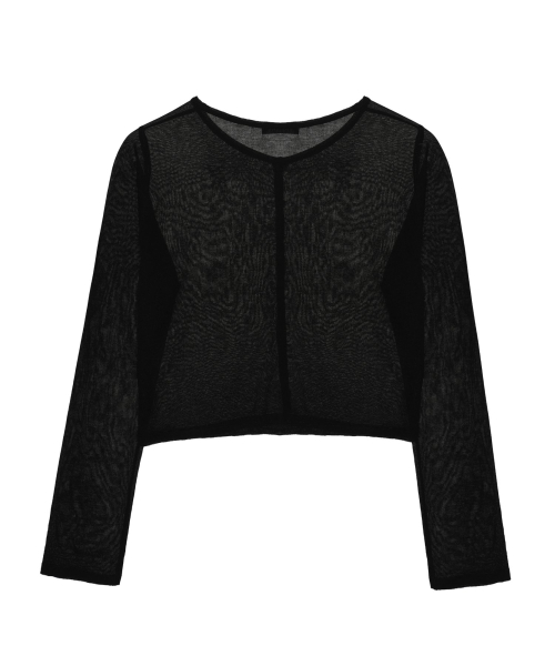 SHEER CROP KNIT CARDIGAN_BLACK