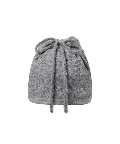 Drawstring cowl button beanie GRAY
