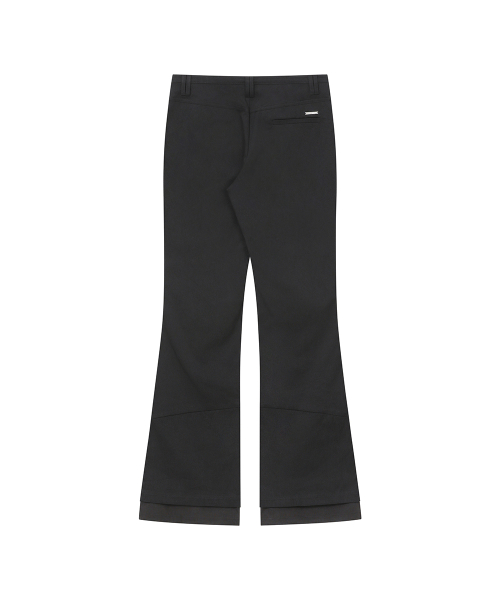 Side fly layered bootscut pants BLACK