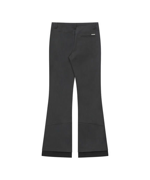 Side fly layered bootscut pants CHARCOAL