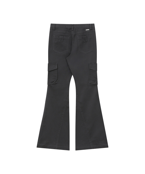 Pocket tab cargo bootcut pants CHARCOAL