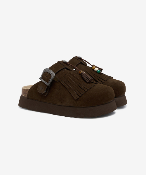 Topi Fringe Clog Brown OZV5GA390N