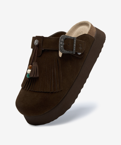 Topi Fringe Clog Brown OZV5GA390N