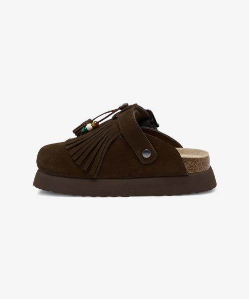 Topi Fringe Clog Brown OZV5GA390N