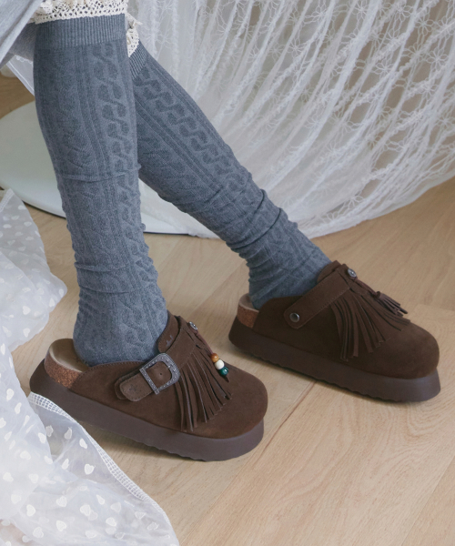 Topi Fringe Clog Brown OZV5GA390N