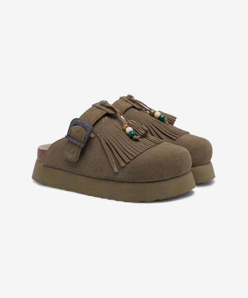 TOPI Fringe Clogs Beige OZV5GA390C