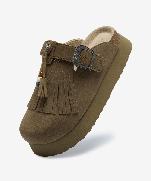 TOPI Fringe Clogs Beige OZV5GA390C