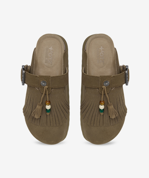 TOPI Fringe Clogs Beige OZV5GA390C