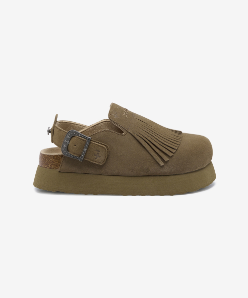 TOPI Fringe Clogs Beige OZV5GA390C