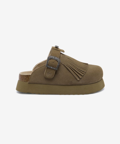 TOPI Fringe Clogs Beige OZV5GA390C