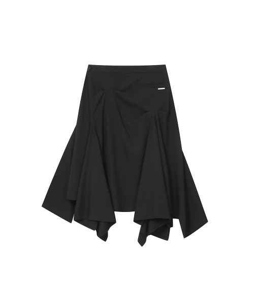 Asymmetric draped skirt BLACK