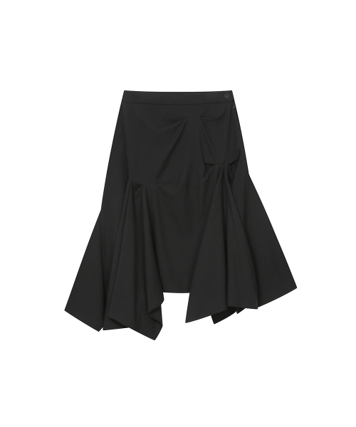 Asymmetric draped skirt BLACK