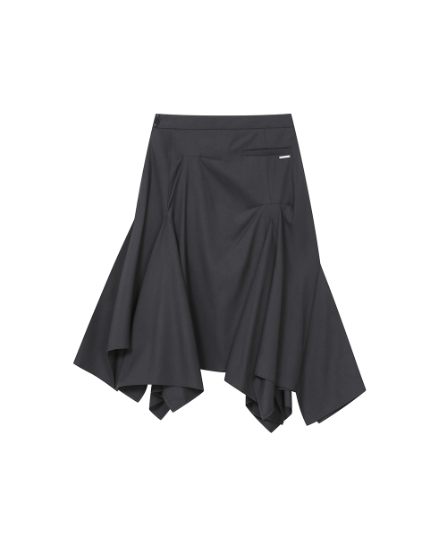 Asymmetric draped skirt CHARCOAL
