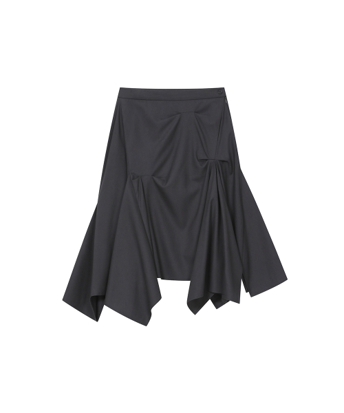 Asymmetric draped skirt CHARCOAL